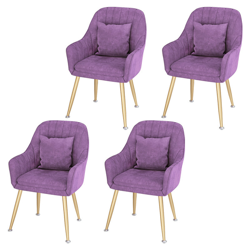 Scandinavian Style Metal Dining Chairs Coffee Shop Cushion Chair with Arm Dark Purple 4 Piece Set Brass Gold Clearhalo ' kitchen&dining_furn' 'Dining Chairs' 'Dining Tables & Seating' 'dining_chair' 'furn' 'furn_dining_chair' 'Furniture' 'furniture_dining_chair' 'Kitchen & Dining Furniture' 'kitchen' 3826435