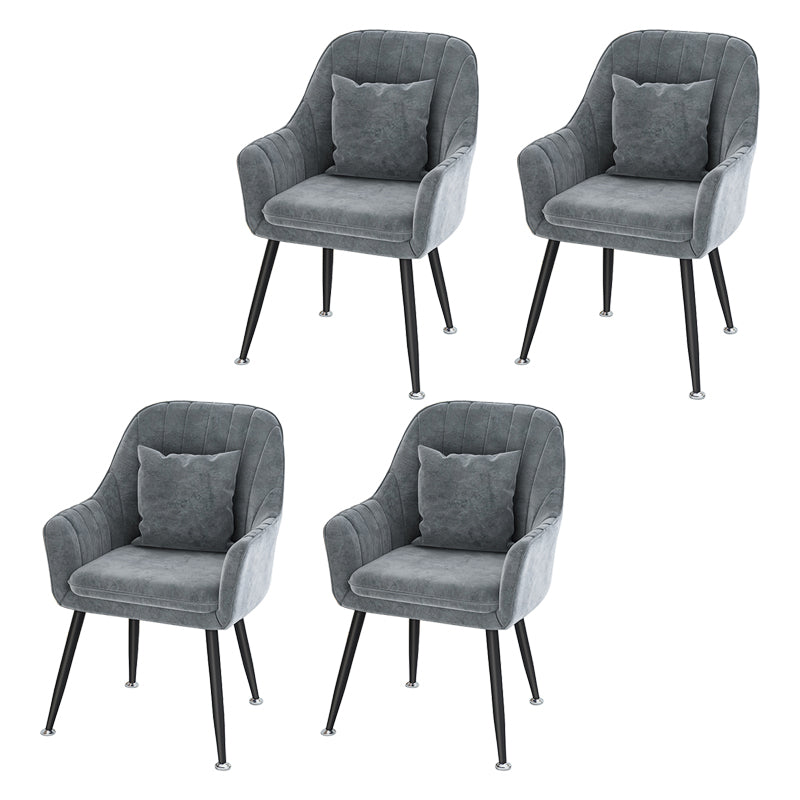 Scandinavian Style Metal Dining Chairs Coffee Shop Cushion Chair with Arm Dark Gray 4 Piece Set Black Clearhalo ' kitchen&dining_furn' 'Dining Chairs' 'Dining Tables & Seating' 'dining_chair' 'furn' 'furn_dining_chair' 'Furniture' 'furniture_dining_chair' 'Kitchen & Dining Furniture' 'kitchen' 3826438