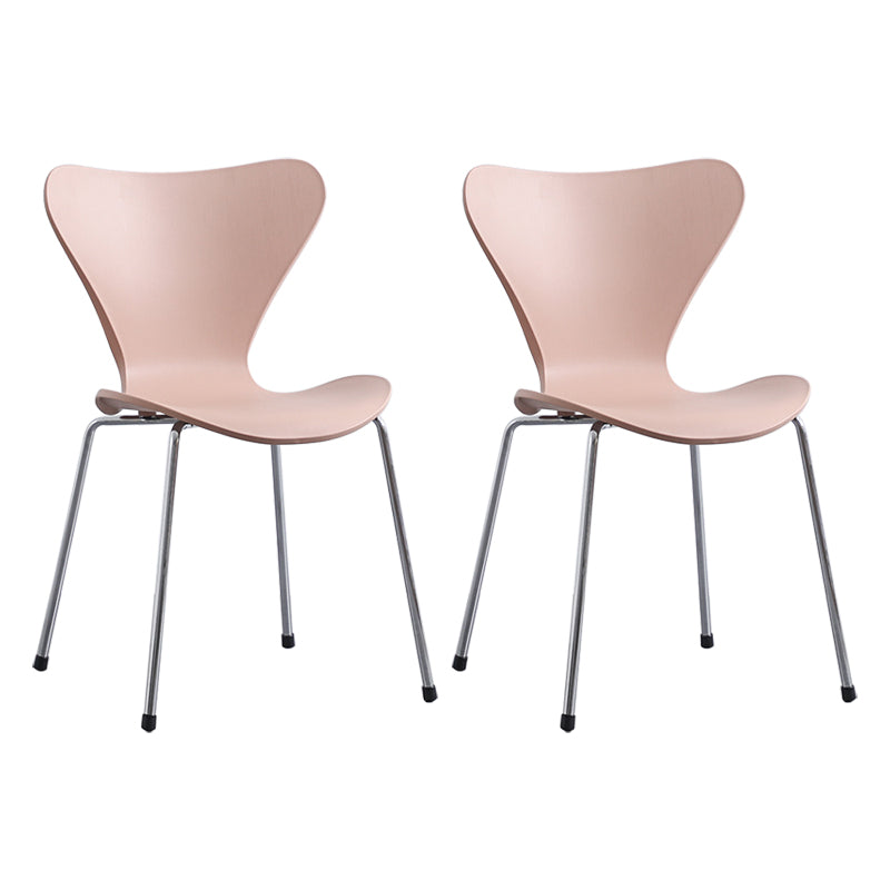Contemporary Style Metal Chairs Kitchen Dining Solid Back Sides Chair Set Pink 2 Piece Set Silver Clearhalo ' kitchen&dining_furn' 'Dining Chairs' 'Dining Tables & Seating' 'dining_chair' 'furn' 'furn_dining_chair' 'Furniture' 'furniture_dining_chair' 'Kitchen & Dining Furniture' 'kitchen' 3826442
