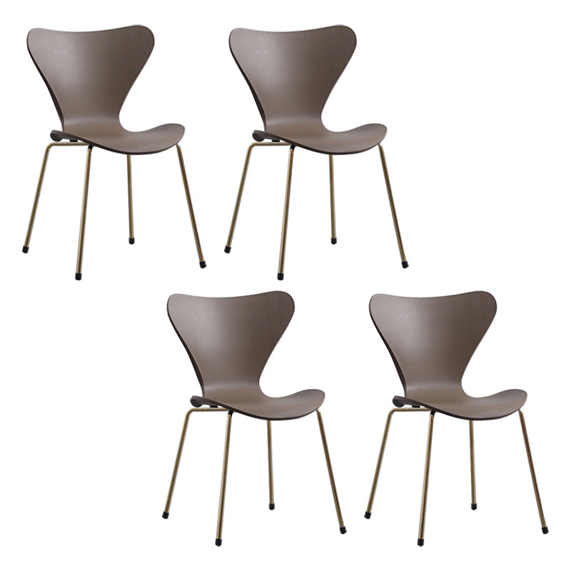 Contemporary Style Metal Chairs Kitchen Dining Solid Back Sides Chair Set Coffee 4 Piece Set Brass Gold Clearhalo ' kitchen&dining_furn' 'Dining Chairs' 'Dining Tables & Seating' 'dining_chair' 'furn' 'furn_dining_chair' 'Furniture' 'furniture_dining_chair' 'Kitchen & Dining Furniture' 'kitchen' 3826455