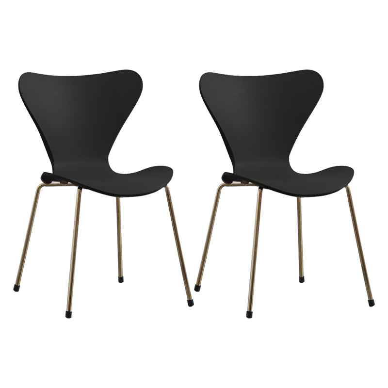Contemporary Style Metal Chairs Kitchen Dining Solid Back Sides Chair Set Black 2 Piece Set Brass Gold Clearhalo ' kitchen&dining_furn' 'Dining Chairs' 'Dining Tables & Seating' 'dining_chair' 'furn' 'furn_dining_chair' 'Furniture' 'furniture_dining_chair' 'Kitchen & Dining Furniture' 'kitchen' 3826457