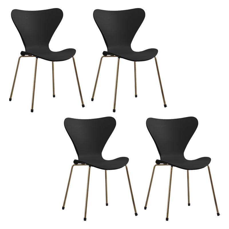 Contemporary Style Metal Chairs Kitchen Dining Solid Back Sides Chair Set Black 4 Piece Set Brass Gold Clearhalo ' kitchen&dining_furn' 'Dining Chairs' 'Dining Tables & Seating' 'dining_chair' 'furn' 'furn_dining_chair' 'Furniture' 'furniture_dining_chair' 'Kitchen & Dining Furniture' 'kitchen' 3826458