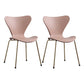 Contemporary Style Metal Chairs Kitchen Dining Solid Back Sides Chair Set Pink 2 Piece Set Brass Gold Clearhalo ' kitchen&dining_furn' 'Dining Chairs' 'Dining Tables & Seating' 'dining_chair' 'furn' 'furn_dining_chair' 'Furniture' 'furniture_dining_chair' 'Kitchen & Dining Furniture' 'kitchen' 3826460