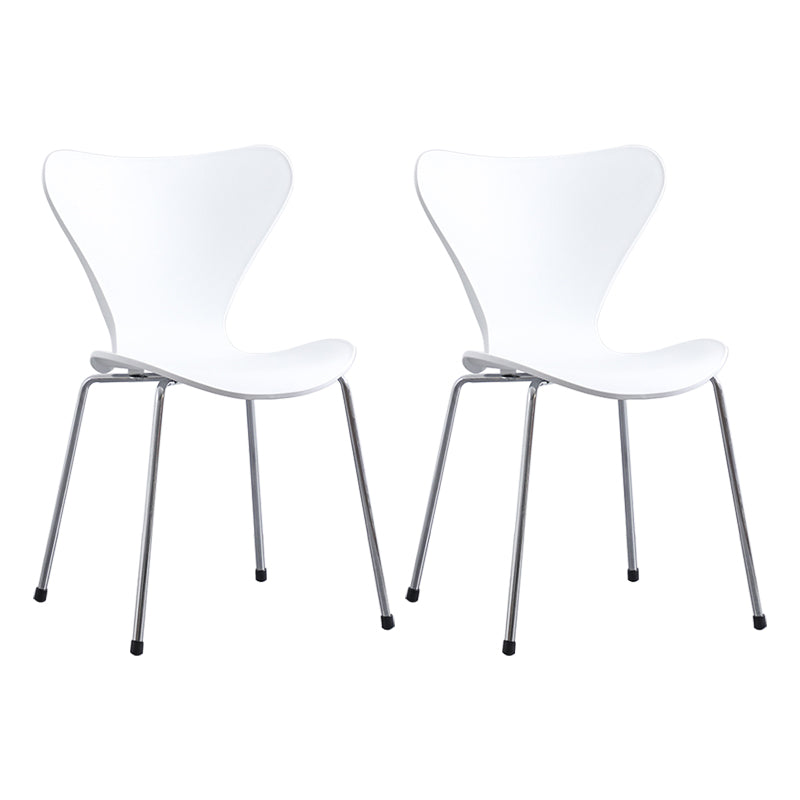 Contemporary Style Metal Chairs Kitchen Dining Solid Back Sides Chair Set White 2 Piece Set Silver Clearhalo ' kitchen&dining_furn' 'Dining Chairs' 'Dining Tables & Seating' 'dining_chair' 'furn' 'furn_dining_chair' 'Furniture' 'furniture_dining_chair' 'Kitchen & Dining Furniture' 'kitchen' 3826466