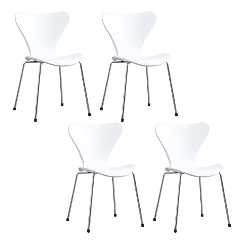 Contemporary Style Metal Chairs Kitchen Dining Solid Back Sides Chair Set White 4 Piece Set Silver Clearhalo ' kitchen&dining_furn' 'Dining Chairs' 'Dining Tables & Seating' 'dining_chair' 'furn' 'furn_dining_chair' 'Furniture' 'furniture_dining_chair' 'Kitchen & Dining Furniture' 'kitchen' 3826467