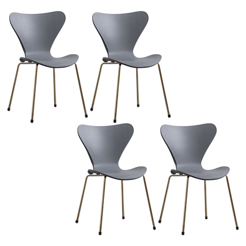 Contemporary Style Metal Chairs Kitchen Dining Solid Back Sides Chair Set Grey 4 Piece Set Brass Gold Clearhalo ' kitchen&dining_furn' 'Dining Chairs' 'Dining Tables & Seating' 'dining_chair' 'furn' 'furn_dining_chair' 'Furniture' 'furniture_dining_chair' 'Kitchen & Dining Furniture' 'kitchen' 3826479