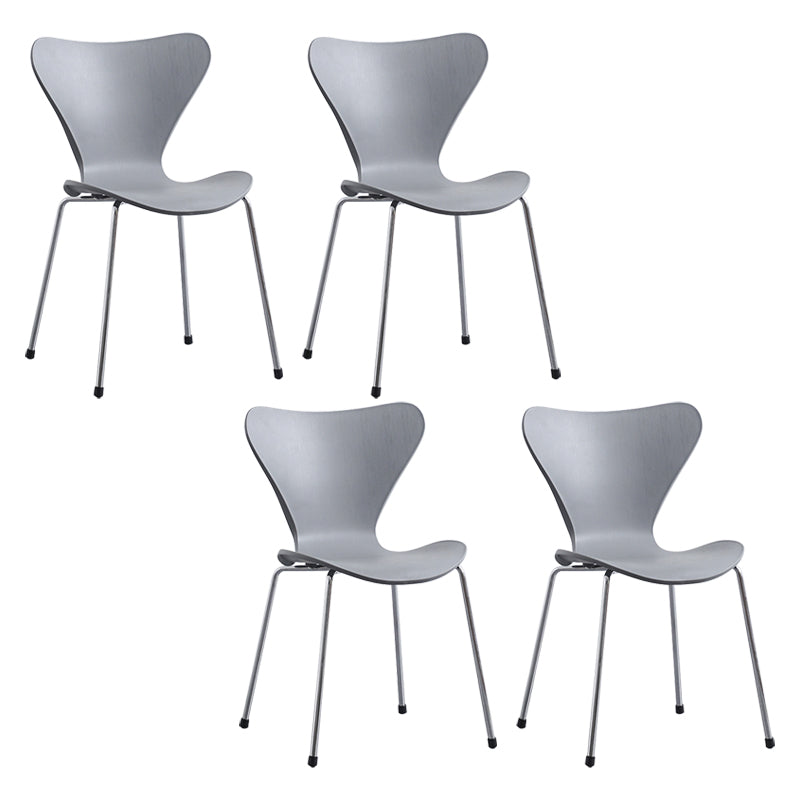 Contemporary Style Metal Chairs Kitchen Dining Solid Back Sides Chair Set Grey 4 Piece Set Silver Clearhalo ' kitchen&dining_furn' 'Dining Chairs' 'Dining Tables & Seating' 'dining_chair' 'furn' 'furn_dining_chair' 'Furniture' 'furniture_dining_chair' 'Kitchen & Dining Furniture' 'kitchen' 3826485