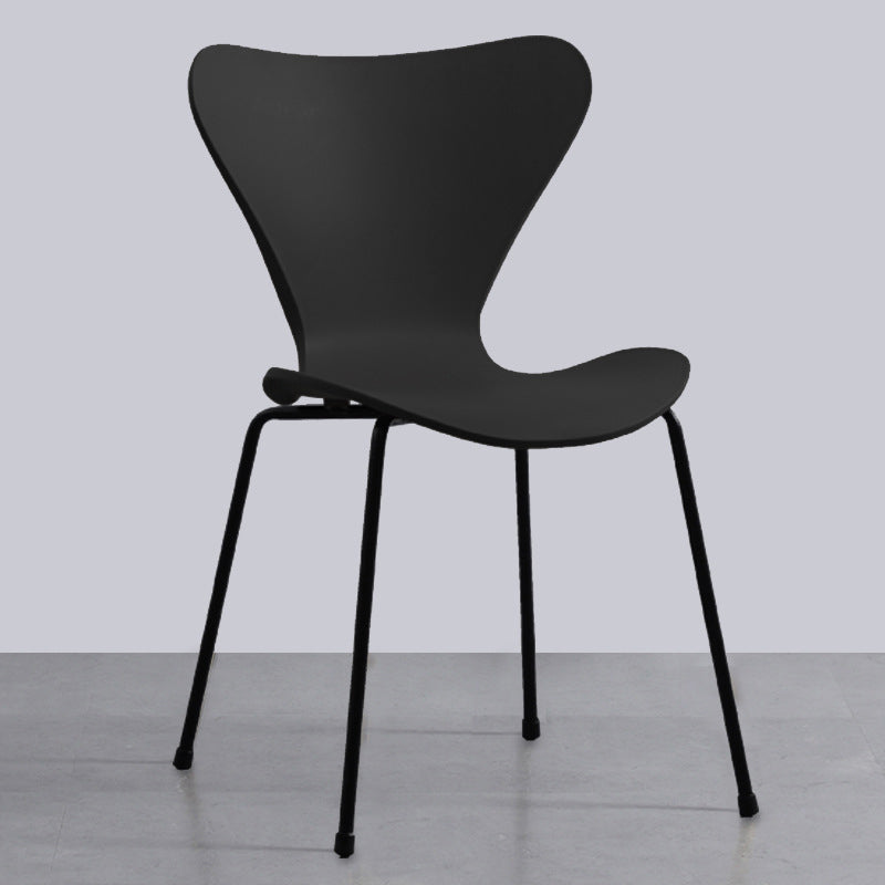 Contemporary Style Metal Chairs Kitchen Dining Solid Back Sides Chair Set Black 1 Piece Black Clearhalo ' kitchen&dining_furn' 'Dining Chairs' 'Dining Tables & Seating' 'dining_chair' 'furn' 'furn_dining_chair' 'Furniture' 'furniture_dining_chair' 'Kitchen & Dining Furniture' 'kitchen' 3826486