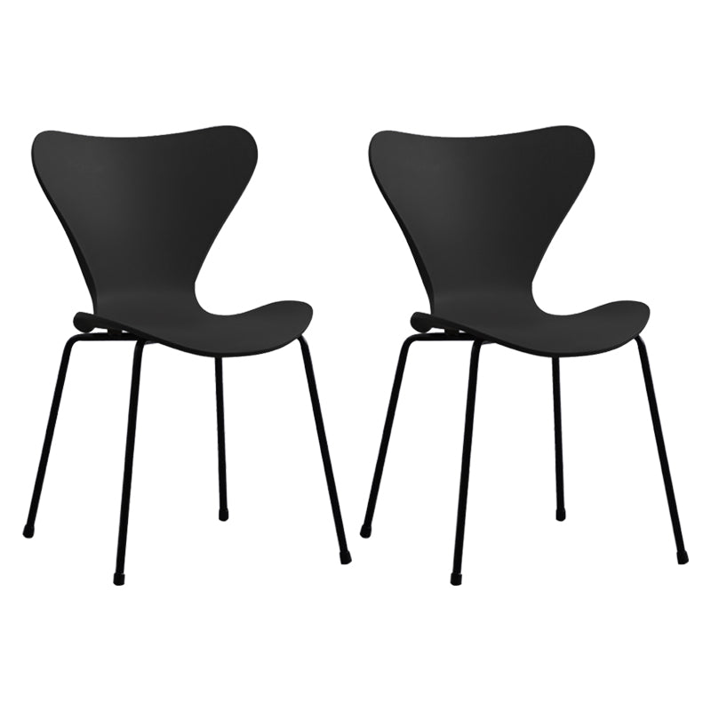 Contemporary Style Metal Chairs Kitchen Dining Solid Back Sides Chair Set Black 2 Piece Set Black Clearhalo ' kitchen&dining_furn' 'Dining Chairs' 'Dining Tables & Seating' 'dining_chair' 'furn' 'furn_dining_chair' 'Furniture' 'furniture_dining_chair' 'Kitchen & Dining Furniture' 'kitchen' 3826487