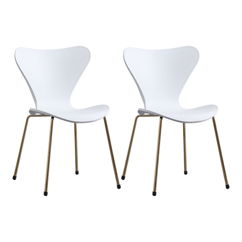 Contemporary Style Metal Chairs Kitchen Dining Solid Back Sides Chair Set White 2 Piece Set Brass Gold Clearhalo ' kitchen&dining_furn' 'Dining Chairs' 'Dining Tables & Seating' 'dining_chair' 'furn' 'furn_dining_chair' 'Furniture' 'furniture_dining_chair' 'Kitchen & Dining Furniture' 'kitchen' 3826490