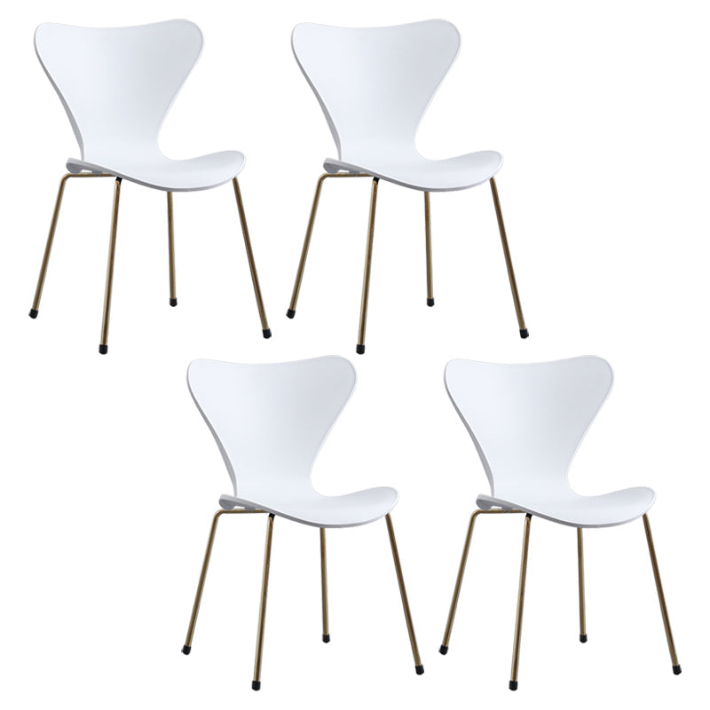 Contemporary Style Metal Chairs Kitchen Dining Solid Back Sides Chair Set White 4 Piece Set Brass Gold Clearhalo ' kitchen&dining_furn' 'Dining Chairs' 'Dining Tables & Seating' 'dining_chair' 'furn' 'furn_dining_chair' 'Furniture' 'furniture_dining_chair' 'Kitchen & Dining Furniture' 'kitchen' 3826491