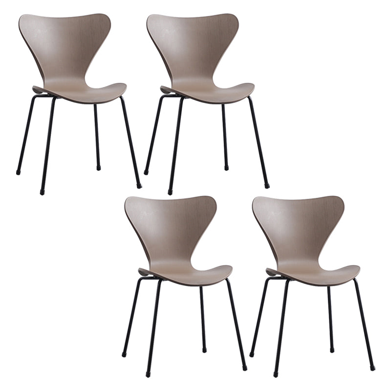 Contemporary Style Metal Chairs Kitchen Dining Solid Back Sides Chair Set Coffee 4 Piece Set Black Clearhalo ' kitchen&dining_furn' 'Dining Chairs' 'Dining Tables & Seating' 'dining_chair' 'furn' 'furn_dining_chair' 'Furniture' 'furniture_dining_chair' 'Kitchen & Dining Furniture' 'kitchen' 3826497