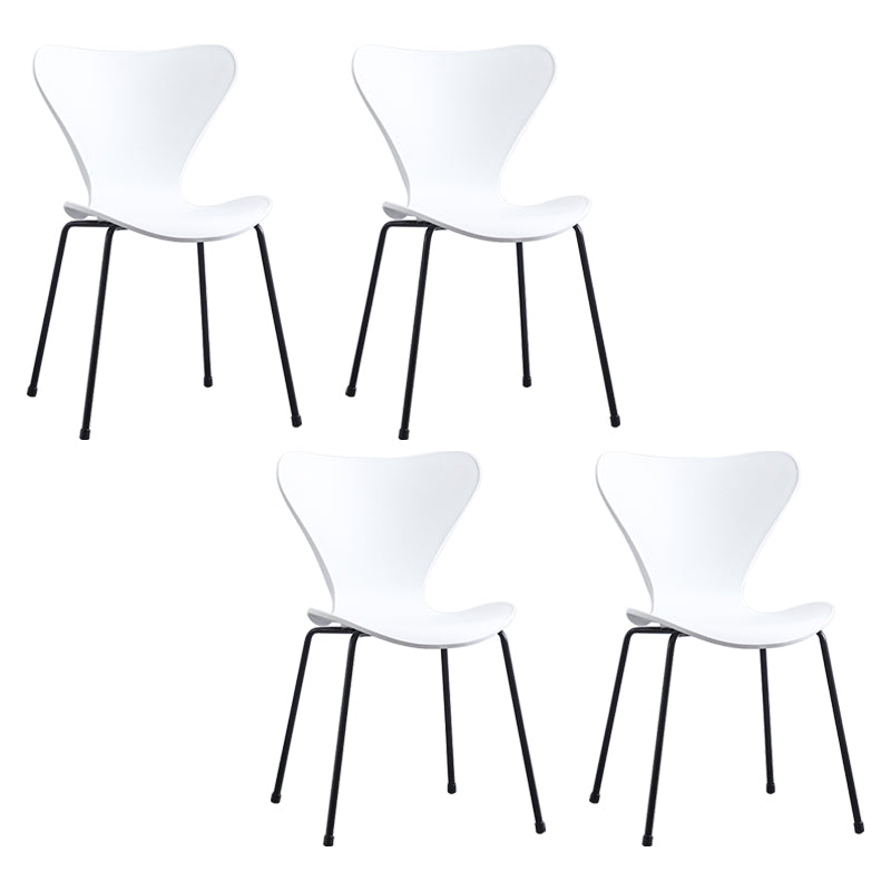 Contemporary Style Metal Chairs Kitchen Dining Solid Back Sides Chair Set White 4 Piece Set Black Clearhalo ' kitchen&dining_furn' 'Dining Chairs' 'Dining Tables & Seating' 'dining_chair' 'furn' 'furn_dining_chair' 'Furniture' 'furniture_dining_chair' 'Kitchen & Dining Furniture' 'kitchen' 3826506