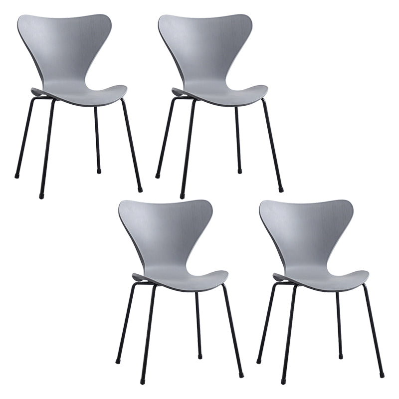 Contemporary Style Metal Chairs Kitchen Dining Solid Back Sides Chair Set Grey 4 Piece Set Black Clearhalo ' kitchen&dining_furn' 'Dining Chairs' 'Dining Tables & Seating' 'dining_chair' 'furn' 'furn_dining_chair' 'Furniture' 'furniture_dining_chair' 'Kitchen & Dining Furniture' 'kitchen' 3826509