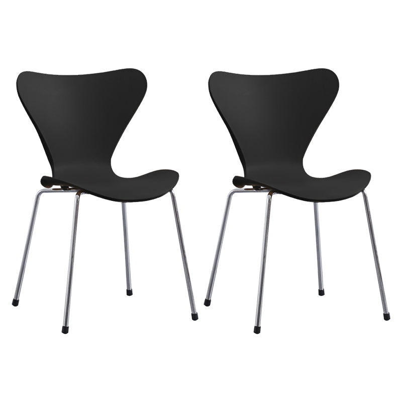 Contemporary Style Metal Chairs Kitchen Dining Solid Back Sides Chair Set Black 2 Piece Set Silver Clearhalo ' kitchen&dining_furn' 'Dining Chairs' 'Dining Tables & Seating' 'dining_chair' 'furn' 'furn_dining_chair' 'Furniture' 'furniture_dining_chair' 'Kitchen & Dining Furniture' 'kitchen' 3826514