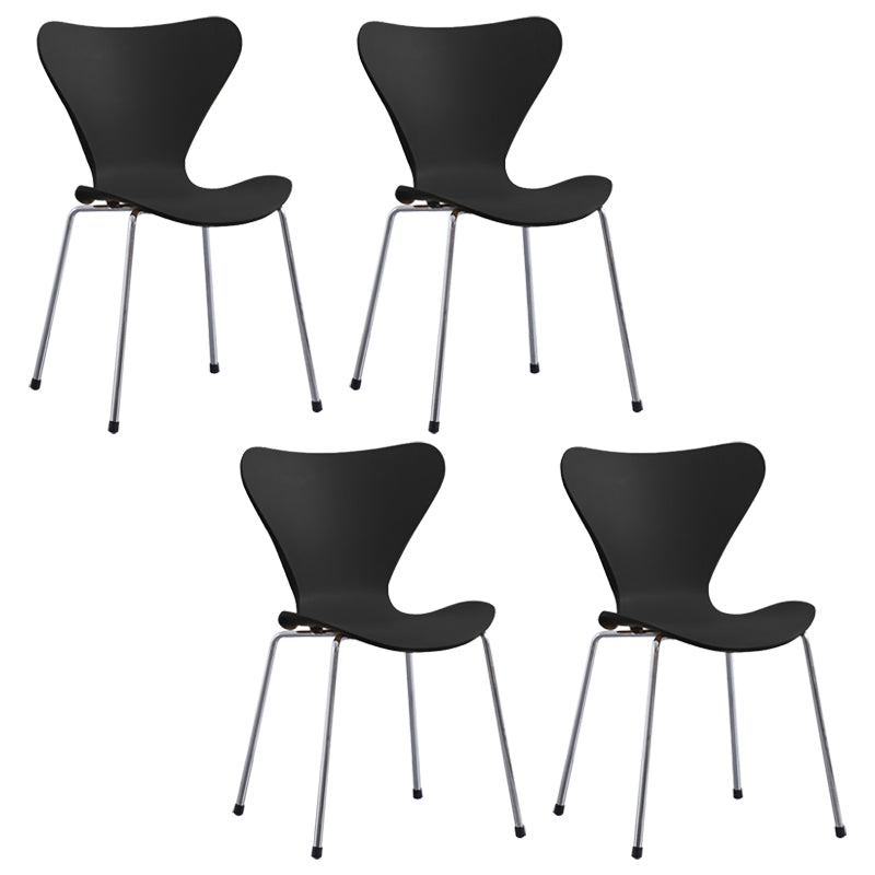Contemporary Style Metal Chairs Kitchen Dining Solid Back Sides Chair Set Black 4 Piece Set Silver Clearhalo ' kitchen&dining_furn' 'Dining Chairs' 'Dining Tables & Seating' 'dining_chair' 'furn' 'furn_dining_chair' 'Furniture' 'furniture_dining_chair' 'Kitchen & Dining Furniture' 'kitchen' 3826515