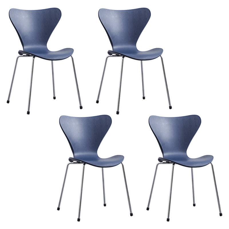 Contemporary Style Metal Chairs Kitchen Dining Solid Back Sides Chair Set Blue 4 Piece Set Silver Clearhalo ' kitchen&dining_furn' 'Dining Chairs' 'Dining Tables & Seating' 'dining_chair' 'furn' 'furn_dining_chair' 'Furniture' 'furniture_dining_chair' 'Kitchen & Dining Furniture' 'kitchen' 3826518