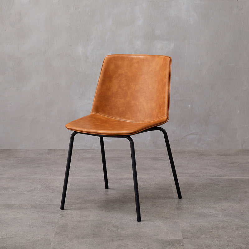 Contemporary Style Metal Chair Kitchen Dining Room Solid Back Side Chairs Set Brown 1 Piece Clearhalo ' kitchen&dining_furn' 'Dining Chairs' 'Dining Tables & Seating' 'dining_chair' 'furn' 'furn_dining_chair' 'Furniture' 'furniture_dining_chair' 'Kitchen & Dining Furniture' 'kitchen' 3826519