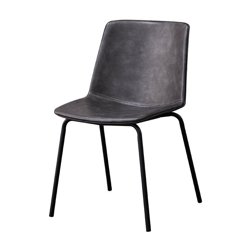 Contemporary Style Metal Chair Kitchen Dining Room Solid Back Side Chairs Set Grey 1 Piece Clearhalo ' kitchen&dining_furn' 'Dining Chairs' 'Dining Tables & Seating' 'dining_chair' 'furn' 'furn_dining_chair' 'Furniture' 'furniture_dining_chair' 'Kitchen & Dining Furniture' 'kitchen' 3826520