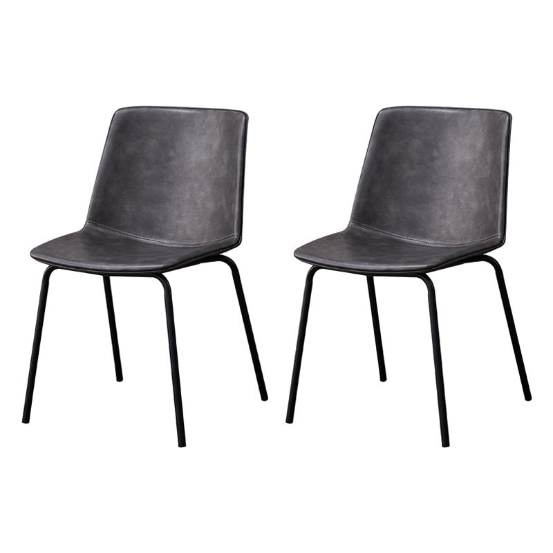 Contemporary Style Metal Chair Kitchen Dining Room Solid Back Side Chairs Set Grey 2 Piece Set Clearhalo ' kitchen&dining_furn' 'Dining Chairs' 'Dining Tables & Seating' 'dining_chair' 'furn' 'furn_dining_chair' 'Furniture' 'furniture_dining_chair' 'Kitchen & Dining Furniture' 'kitchen' 3826521