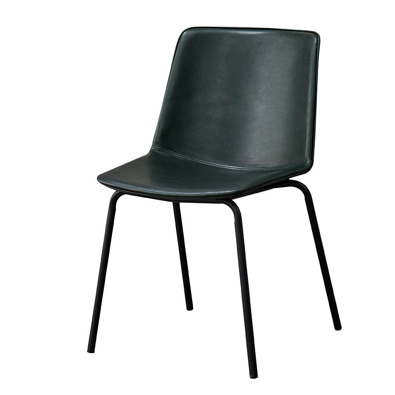 Contemporary Style Metal Chair Kitchen Dining Room Solid Back Side Chairs Set Blackish Green 1 Piece Clearhalo ' kitchen&dining_furn' 'Dining Chairs' 'Dining Tables & Seating' 'dining_chair' 'furn' 'furn_dining_chair' 'Furniture' 'furniture_dining_chair' 'Kitchen & Dining Furniture' 'kitchen' 3826522