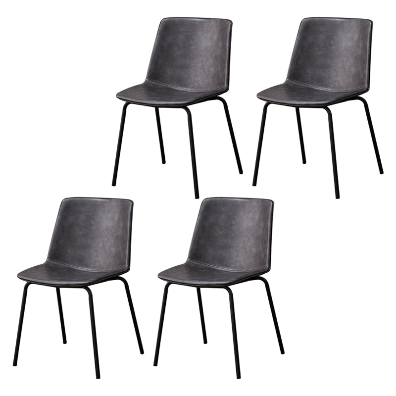 Contemporary Style Metal Chair Kitchen Dining Room Solid Back Side Chairs Set Grey 4 Piece Set Clearhalo ' kitchen&dining_furn' 'Dining Chairs' 'Dining Tables & Seating' 'dining_chair' 'furn' 'furn_dining_chair' 'Furniture' 'furniture_dining_chair' 'Kitchen & Dining Furniture' 'kitchen' 3826523