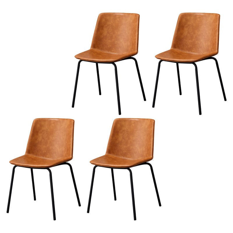 Contemporary Style Metal Chair Kitchen Dining Room Solid Back Side Chairs Set Brown 4 Piece Set Clearhalo ' kitchen&dining_furn' 'Dining Chairs' 'Dining Tables & Seating' 'dining_chair' 'furn' 'furn_dining_chair' 'Furniture' 'furniture_dining_chair' 'Kitchen & Dining Furniture' 'kitchen' 3826527