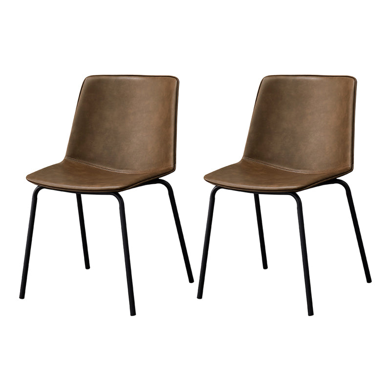 Contemporary Style Metal Chair Kitchen Dining Room Solid Back Side Chairs Set Khaki 2 Piece Set Clearhalo ' kitchen&dining_furn' 'Dining Chairs' 'Dining Tables & Seating' 'dining_chair' 'furn' 'furn_dining_chair' 'Furniture' 'furniture_dining_chair' 'Kitchen & Dining Furniture' 'kitchen' 3826532