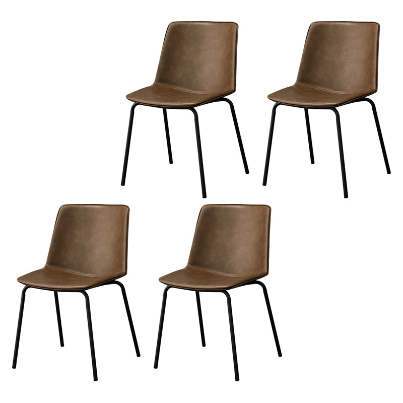 Contemporary Style Metal Chair Kitchen Dining Room Solid Back Side Chairs Set Khaki 4 Piece Set Clearhalo ' kitchen&dining_furn' 'Dining Chairs' 'Dining Tables & Seating' 'dining_chair' 'furn' 'furn_dining_chair' 'Furniture' 'furniture_dining_chair' 'Kitchen & Dining Furniture' 'kitchen' 3826533