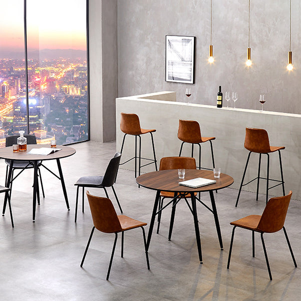 Contemporary Style Metal Chair Kitchen Dining Room Solid Back Side Chairs Set Clearhalo ' kitchen&dining_furn' 'Dining Chairs' 'Dining Tables & Seating' 'dining_chair' 'furn' 'furn_dining_chair' 'Furniture' 'furniture_dining_chair' 'Kitchen & Dining Furniture' 'kitchen' 3826542