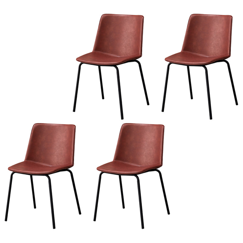 Contemporary Style Metal Chair Kitchen Dining Room Solid Back Side Chairs Set Burgundy 4 Piece Set Clearhalo ' kitchen&dining_furn' 'Dining Chairs' 'Dining Tables & Seating' 'dining_chair' 'furn' 'furn_dining_chair' 'Furniture' 'furniture_dining_chair' 'Kitchen & Dining Furniture' 'kitchen' 3826543