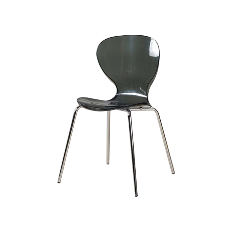 Contemporary Style Metal Chairs Set Solid Back Side Kitchen Dining Chair Smoke Gray 1 Piece Clearhalo ' kitchen&dining_furn' 'Dining Chairs' 'Dining Tables & Seating' 'dining_chair' 'furn' 'furn_dining_chair' 'Furniture' 'furniture_dining_chair' 'Kitchen & Dining Furniture' 'kitchen' 3826545