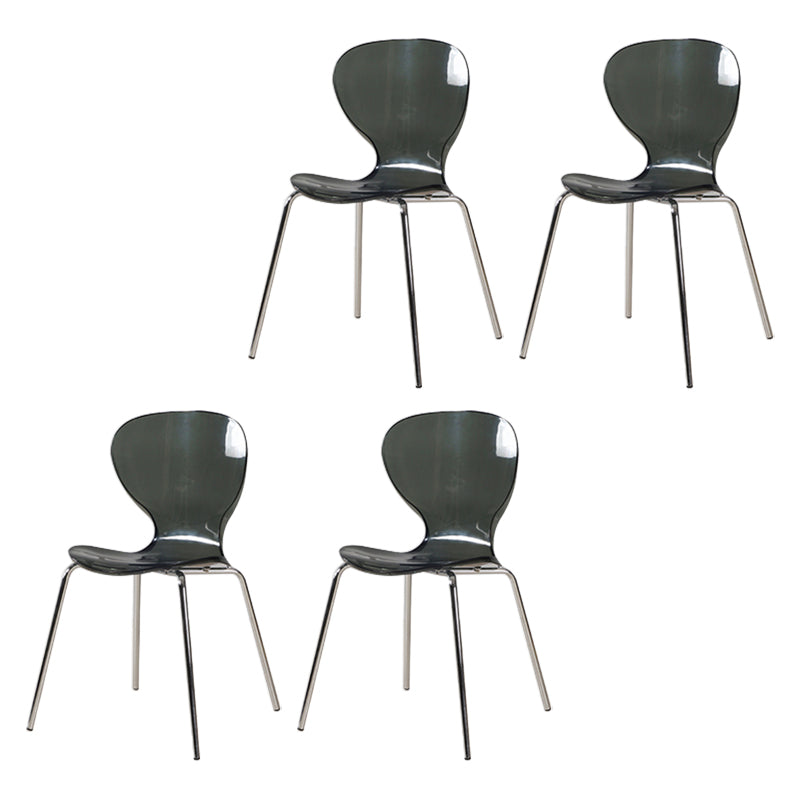 Contemporary Style Metal Chairs Set Solid Back Side Kitchen Dining Chair Smoke Gray 4 Piece Set Clearhalo ' kitchen&dining_furn' 'Dining Chairs' 'Dining Tables & Seating' 'dining_chair' 'furn' 'furn_dining_chair' 'Furniture' 'furniture_dining_chair' 'Kitchen & Dining Furniture' 'kitchen' 3826548