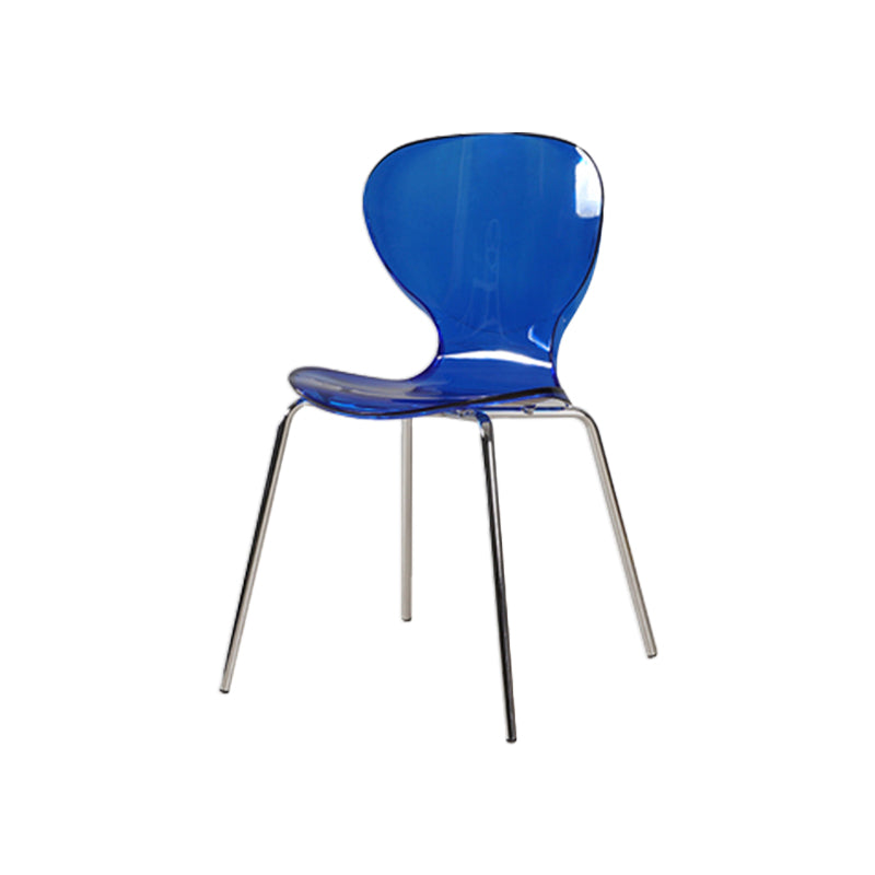 Contemporary Style Metal Chairs Set Solid Back Side Kitchen Dining Chair Blue 1 Piece Clearhalo ' kitchen&dining_furn' 'Dining Chairs' 'Dining Tables & Seating' 'dining_chair' 'furn' 'furn_dining_chair' 'Furniture' 'furniture_dining_chair' 'Kitchen & Dining Furniture' 'kitchen' 3826556