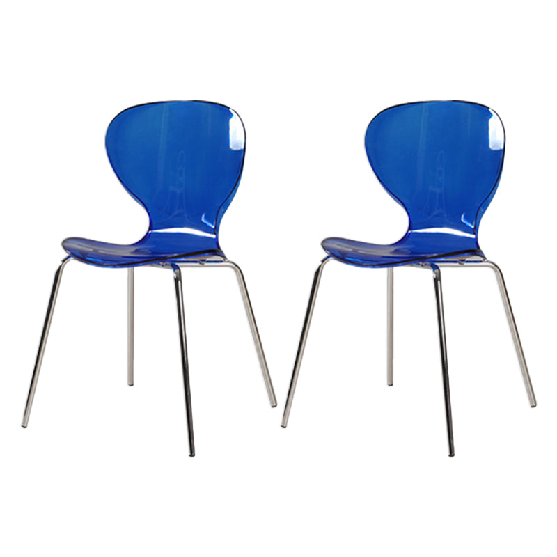 Contemporary Style Metal Chairs Set Solid Back Side Kitchen Dining Chair Blue 2 Piece Set Clearhalo ' kitchen&dining_furn' 'Dining Chairs' 'Dining Tables & Seating' 'dining_chair' 'furn' 'furn_dining_chair' 'Furniture' 'furniture_dining_chair' 'Kitchen & Dining Furniture' 'kitchen' 3826558