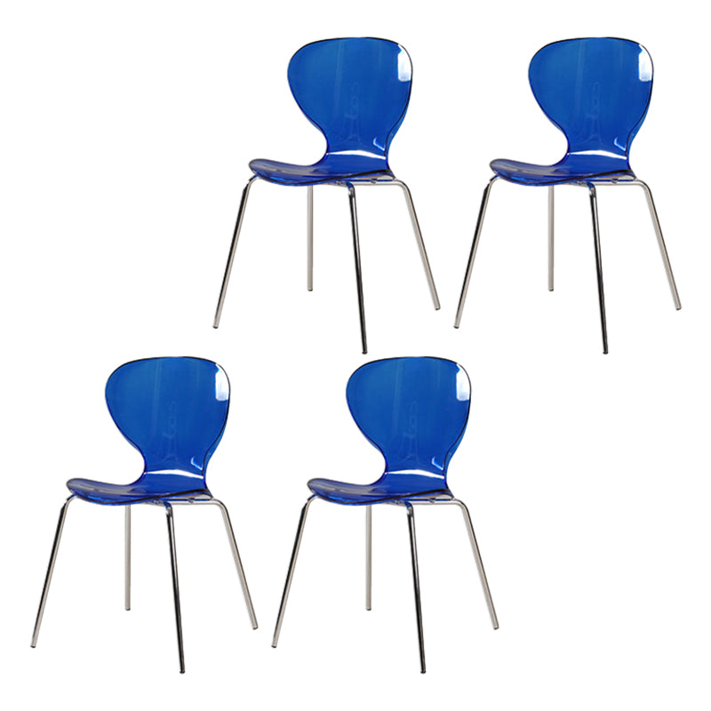 Contemporary Style Metal Chairs Set Solid Back Side Kitchen Dining Chair Blue 4 Piece Set Clearhalo ' kitchen&dining_furn' 'Dining Chairs' 'Dining Tables & Seating' 'dining_chair' 'furn' 'furn_dining_chair' 'Furniture' 'furniture_dining_chair' 'Kitchen & Dining Furniture' 'kitchen' 3826561