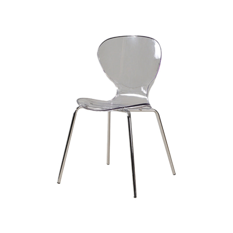 Contemporary Style Metal Chairs Set Solid Back Side Kitchen Dining Chair Clear 1 Piece Clearhalo ' kitchen&dining_furn' 'Dining Chairs' 'Dining Tables & Seating' 'dining_chair' 'furn' 'furn_dining_chair' 'Furniture' 'furniture_dining_chair' 'Kitchen & Dining Furniture' 'kitchen' 3826562