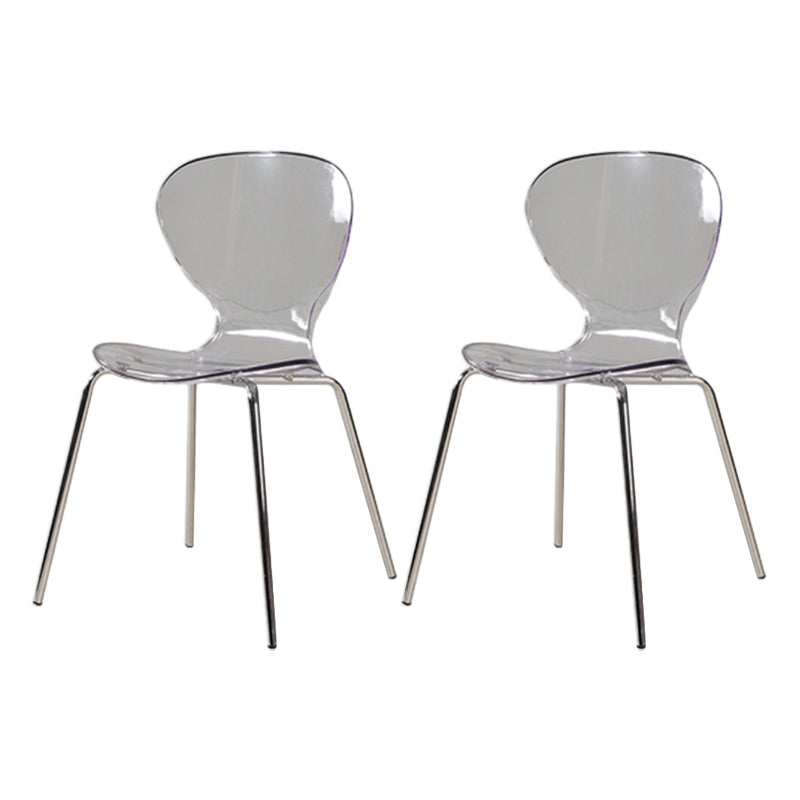 Contemporary Style Metal Chairs Set Solid Back Side Kitchen Dining Chair Clear 2 Piece Set Clearhalo ' kitchen&dining_furn' 'Dining Chairs' 'Dining Tables & Seating' 'dining_chair' 'furn' 'furn_dining_chair' 'Furniture' 'furniture_dining_chair' 'Kitchen & Dining Furniture' 'kitchen' 3826563