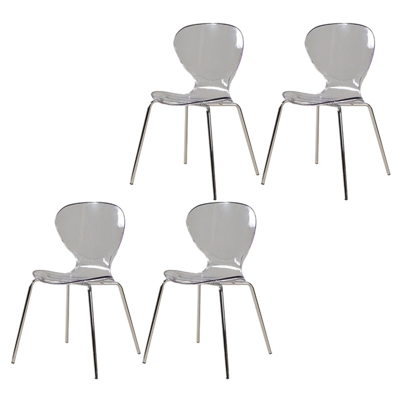 Contemporary Style Metal Chairs Set Solid Back Side Kitchen Dining Chair Clear 4 Piece Set Clearhalo ' kitchen&dining_furn' 'Dining Chairs' 'Dining Tables & Seating' 'dining_chair' 'furn' 'furn_dining_chair' 'Furniture' 'furniture_dining_chair' 'Kitchen & Dining Furniture' 'kitchen' 3826564