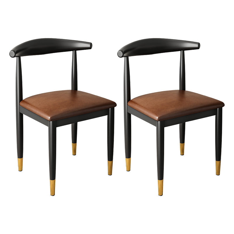 Contemporary Metal Side Chair Restaurant Armless Cow Horn Open Back Dining Side Chair Coffee 2 Piece Set Brass Gold Clearhalo ' kitchen&dining_furn' 'Dining Chairs' 'Dining Tables & Seating' 'dining_chair' 'furn' 'furn_dining_chair' 'Furniture' 'furniture_dining_chair' 'Kitchen & Dining Furniture' 'kitchen' 3826609