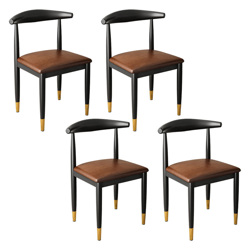Contemporary Metal Side Chair Restaurant Armless Cow Horn Open Back Dining Side Chair Coffee 4 Piece Set Brass Gold Clearhalo ' kitchen&dining_furn' 'Dining Chairs' 'Dining Tables & Seating' 'dining_chair' 'furn' 'furn_dining_chair' 'Furniture' 'furniture_dining_chair' 'Kitchen & Dining Furniture' 'kitchen' 3826611