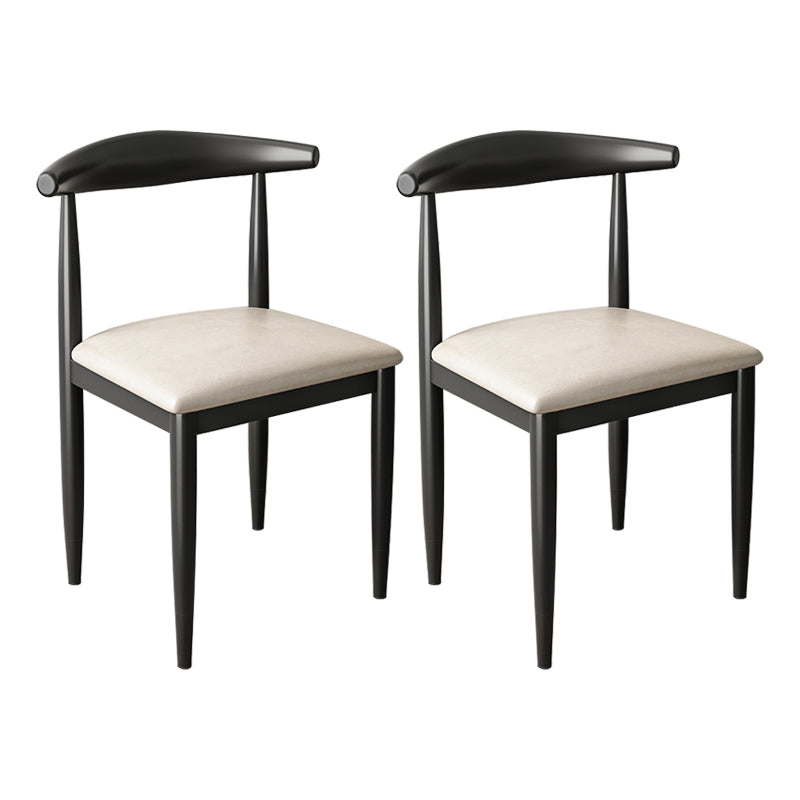 Contemporary Metal Side Chair Restaurant Armless Cow Horn Open Back Dining Side Chair Off-White 2 Piece Set Black Clearhalo ' kitchen&dining_furn' 'Dining Chairs' 'Dining Tables & Seating' 'dining_chair' 'furn' 'furn_dining_chair' 'Furniture' 'furniture_dining_chair' 'Kitchen & Dining Furniture' 'kitchen' 3826615