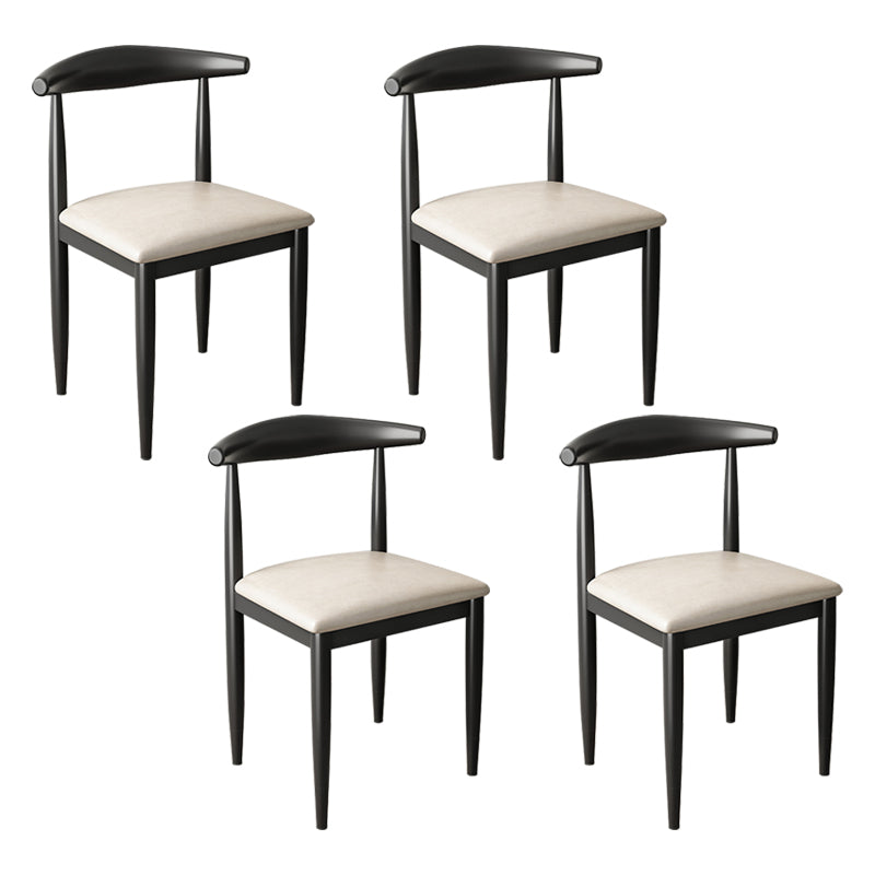 Contemporary Metal Side Chair Restaurant Armless Cow Horn Open Back Dining Side Chair Off-White 4 Piece Set Black Clearhalo ' kitchen&dining_furn' 'Dining Chairs' 'Dining Tables & Seating' 'dining_chair' 'furn' 'furn_dining_chair' 'Furniture' 'furniture_dining_chair' 'Kitchen & Dining Furniture' 'kitchen' 3826617