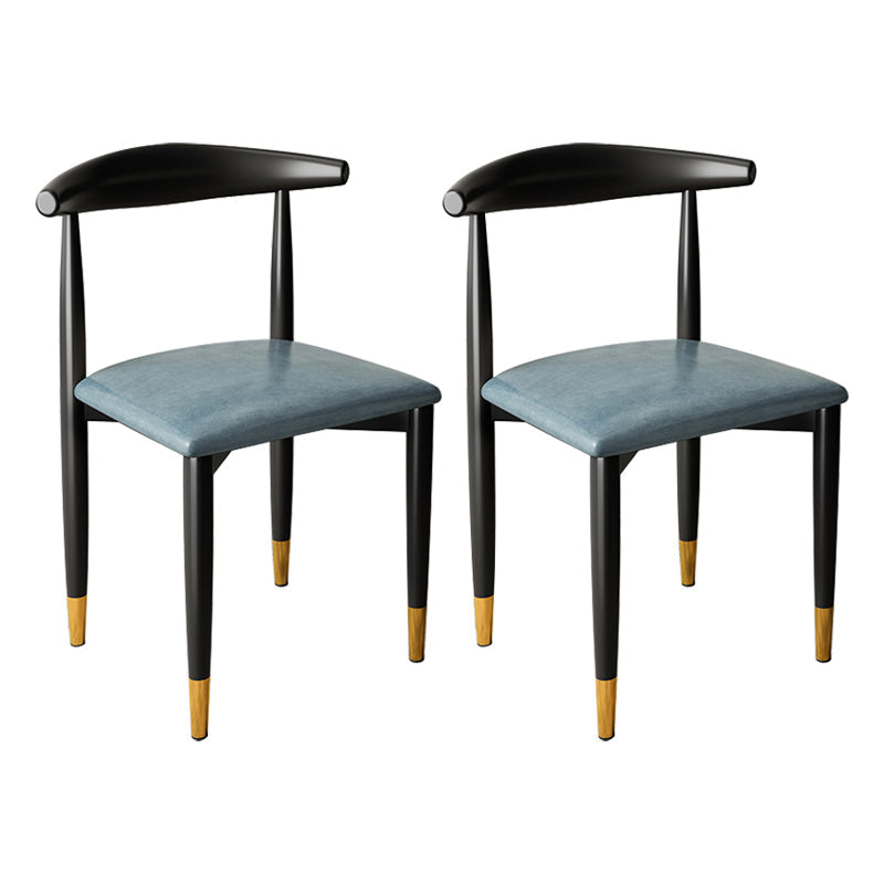 Contemporary Metal Side Chair Restaurant Armless Cow Horn Open Back Dining Side Chair Blue 2 Piece Set Brass Gold Clearhalo ' kitchen&dining_furn' 'Dining Chairs' 'Dining Tables & Seating' 'dining_chair' 'furn' 'furn_dining_chair' 'Furniture' 'furniture_dining_chair' 'Kitchen & Dining Furniture' 'kitchen' 3826621
