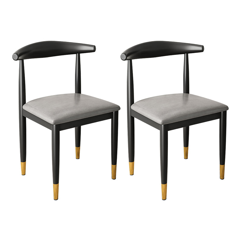 Contemporary Metal Side Chair Restaurant Armless Cow Horn Open Back Dining Side Chair Grey 2 Piece Set Brass Gold Clearhalo ' kitchen&dining_furn' 'Dining Chairs' 'Dining Tables & Seating' 'dining_chair' 'furn' 'furn_dining_chair' 'Furniture' 'furniture_dining_chair' 'Kitchen & Dining Furniture' 'kitchen' 3826626