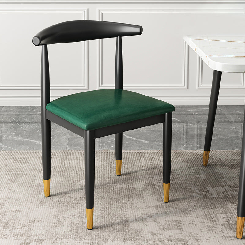 Contemporary Metal Side Chair Restaurant Armless Cow Horn Open Back Dining Side Chair Blackish Green 1 Piece Brass Gold Clearhalo ' kitchen&dining_furn' 'Dining Chairs' 'Dining Tables & Seating' 'dining_chair' 'furn' 'furn_dining_chair' 'Furniture' 'furniture_dining_chair' 'Kitchen & Dining Furniture' 'kitchen' 3826628