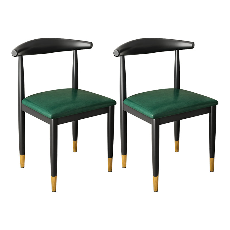 Contemporary Metal Side Chair Restaurant Armless Cow Horn Open Back Dining Side Chair Blackish Green 2 Piece Set Brass Gold Clearhalo ' kitchen&dining_furn' 'Dining Chairs' 'Dining Tables & Seating' 'dining_chair' 'furn' 'furn_dining_chair' 'Furniture' 'furniture_dining_chair' 'Kitchen & Dining Furniture' 'kitchen' 3826629