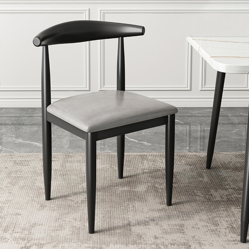 Contemporary Metal Side Chair Restaurant Armless Cow Horn Open Back Dining Side Chair Grey 1 Piece Black Clearhalo ' kitchen&dining_furn' 'Dining Chairs' 'Dining Tables & Seating' 'dining_chair' 'furn' 'furn_dining_chair' 'Furniture' 'furniture_dining_chair' 'Kitchen & Dining Furniture' 'kitchen' 3826631