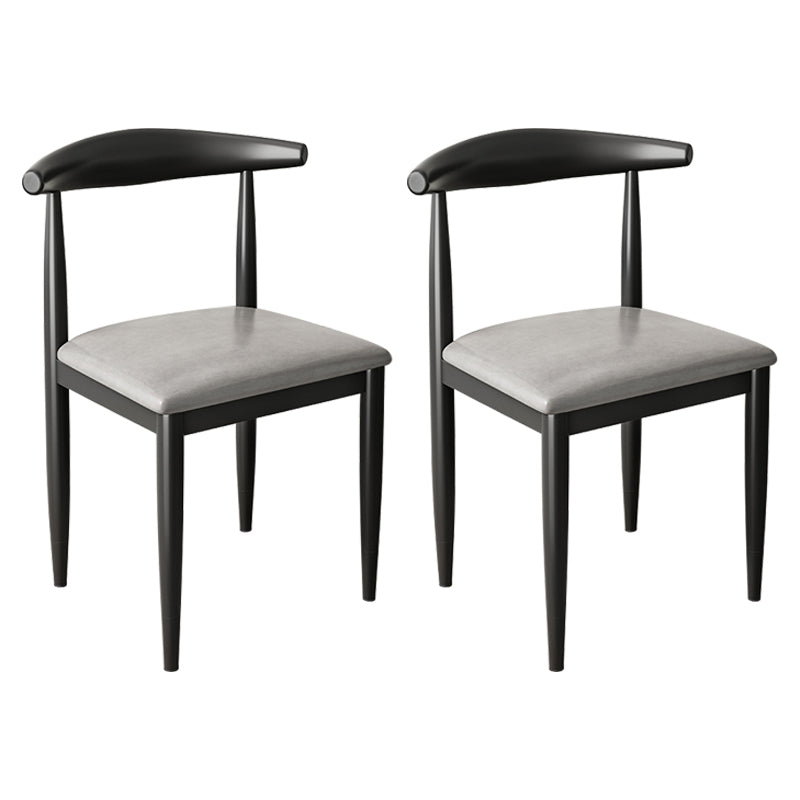 Contemporary Metal Side Chair Restaurant Armless Cow Horn Open Back Dining Side Chair Grey 2 Piece Set Black Clearhalo ' kitchen&dining_furn' 'Dining Chairs' 'Dining Tables & Seating' 'dining_chair' 'furn' 'furn_dining_chair' 'Furniture' 'furniture_dining_chair' 'Kitchen & Dining Furniture' 'kitchen' 3826632