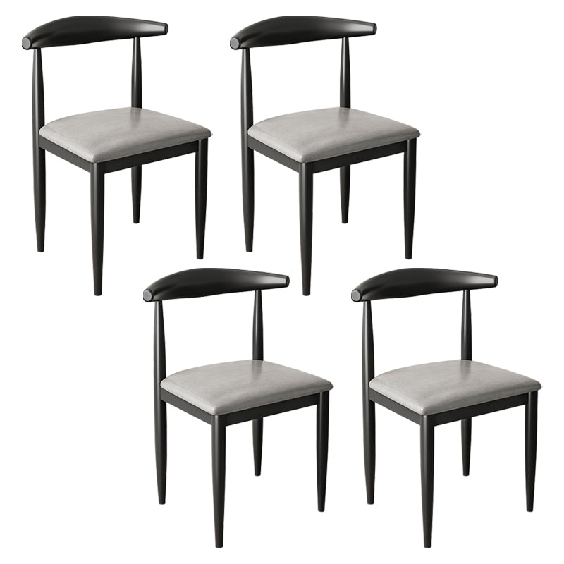 Contemporary Metal Side Chair Restaurant Armless Cow Horn Open Back Dining Side Chair Grey 4 Piece Set Black Clearhalo ' kitchen&dining_furn' 'Dining Chairs' 'Dining Tables & Seating' 'dining_chair' 'furn' 'furn_dining_chair' 'Furniture' 'furniture_dining_chair' 'Kitchen & Dining Furniture' 'kitchen' 3826633